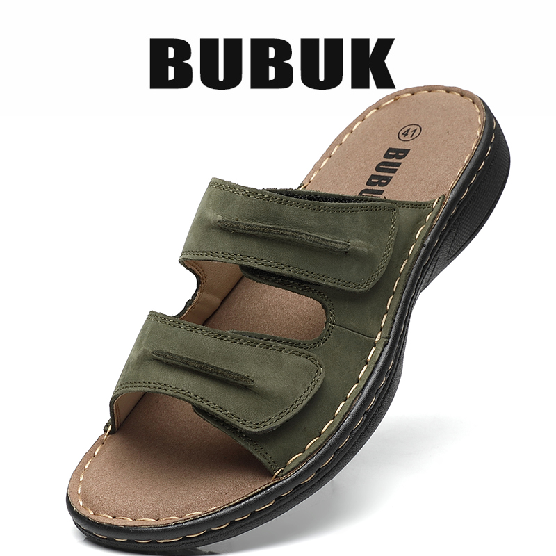 Base Layer Top - Bubuk Men's Genuine Leather Sports Slippers,